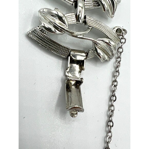 Vintage Bracelet Signed CORO‎ Silvertone Security Clasp and Chain Extender - Picture 11 of 11